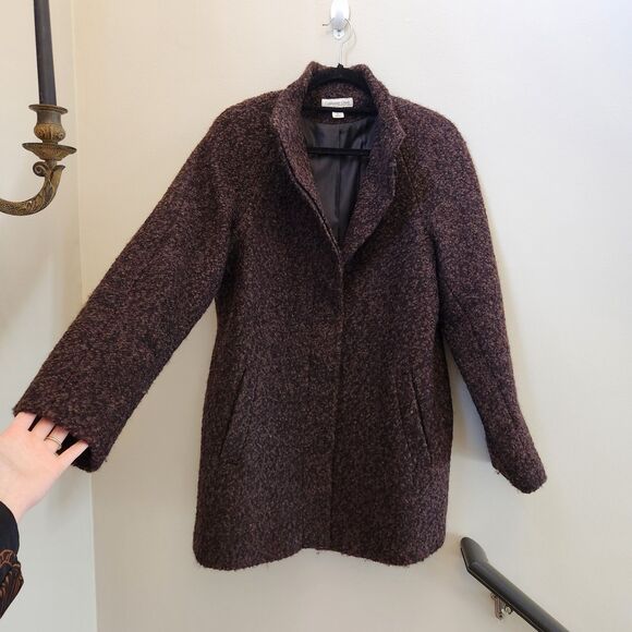 Coldwater Creek Womens M Brown Tweed Wool Blend Heavy Peacoat Jacket Academia - Picture 2 of 9